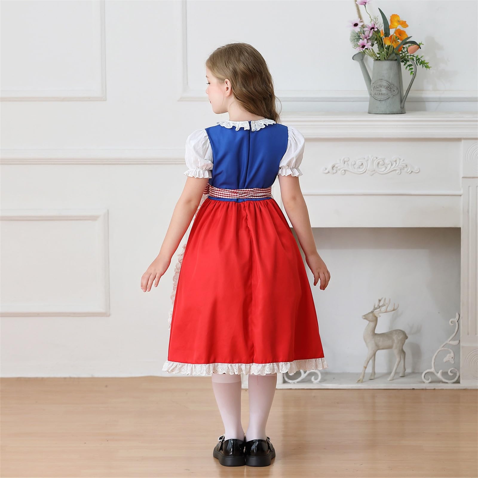 Oktoberfest Kinder Outfit MäDchen, Dirndl MäDchen KinderkostüM FüR Cosplay Partys Elegantes Empire-Stil-Kinderoutfit FüR -Rollenspiele Mit Lace Korsett Inklusive GanzjäHrig Tragbar Mit GrößEntabelle