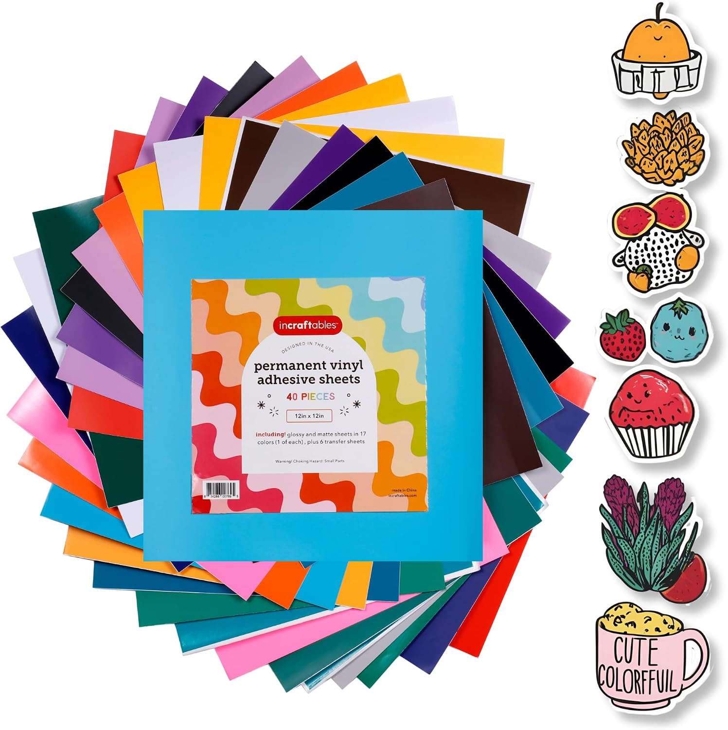 Incraftables 40 Sheet Cricut Vinyl Pack – 12x12 Permanent Vinyl for Cutting Machine – Assorted Adhesive Craft Sheets for Stickers, Scrapbooks & Waterproof Labels – Glossy & Matte Variety