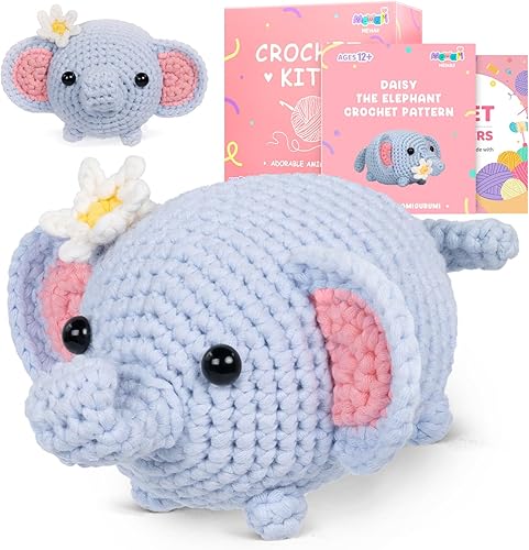 Mewaii Kit de ganchillo para principiantes nivel 2 con 40% hilo fácil de poner en marcha extra ecológico, tutoriales en video paso a paso para