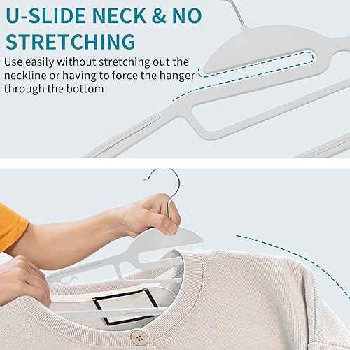 Miniatura 3 de UAPY0430W - Paquete de 30 perchas de plástico resistentes para pantalones, perchas para trajes que ahorran espacio con apertura en forma de S,