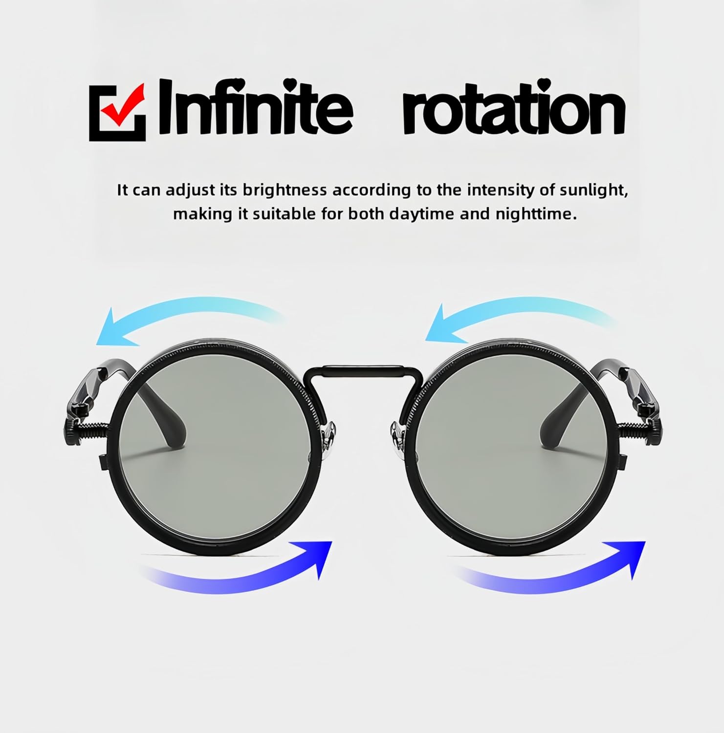 Adjustable Tint Sunglasses (1-9 Gear Settings) - Rounded Polarized Lenses