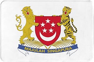 Welcome Doormat Coat of Arms of Singapore Mat for Front Non-Slip Door Indoor Outdoor Porch Entrance Entryway Outside for Men Women Gift 16x24 Inches