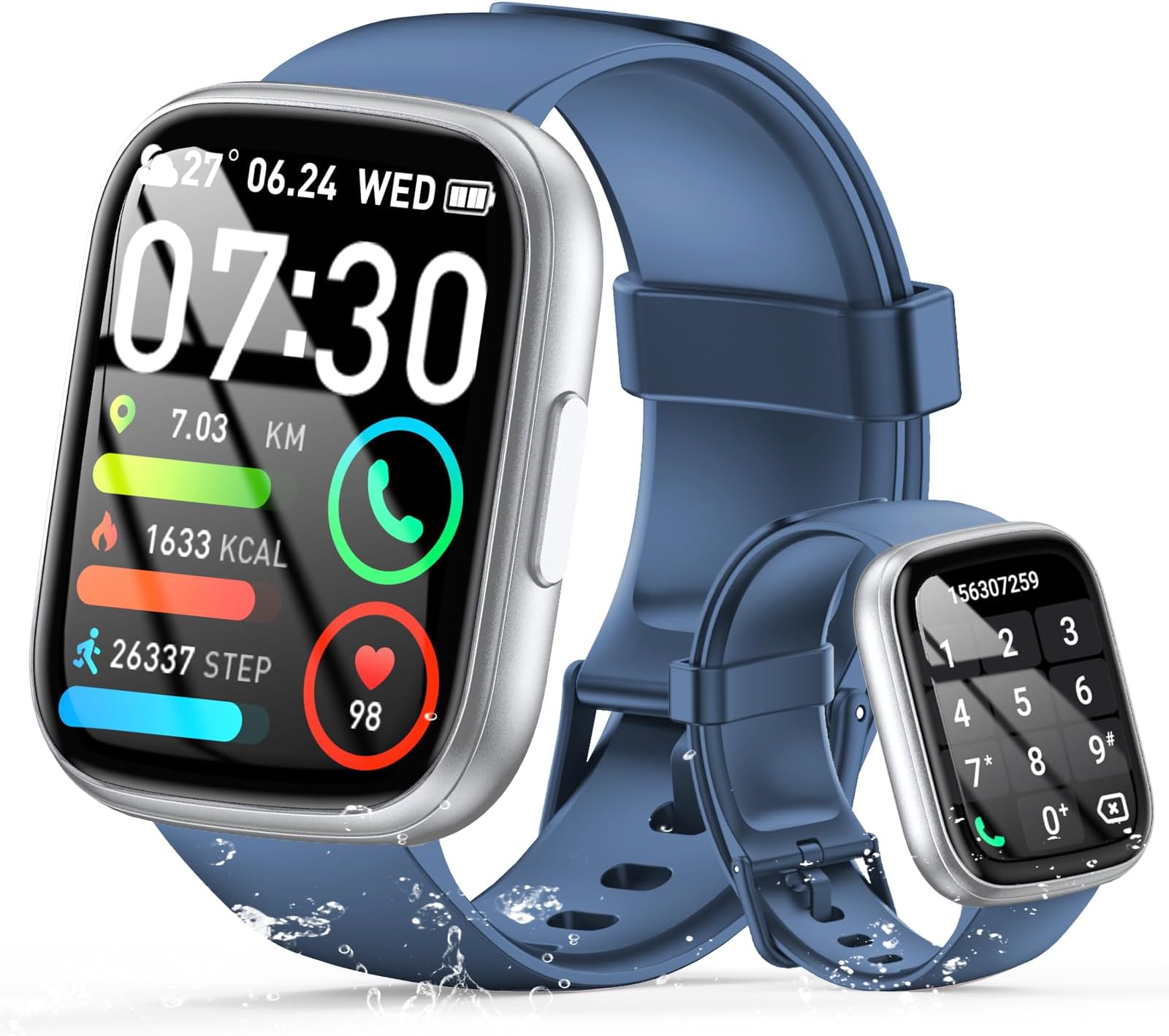 Smart Watch for Men Women Answer/Make Call, 1.95" HD Fitness Watch with Heart Rate/Sleep/Stress Monitor, 2026 Activity Tracker with 110+ Sport Modes, IP68 Waterproof Smartwatch for Android iOS, Blue