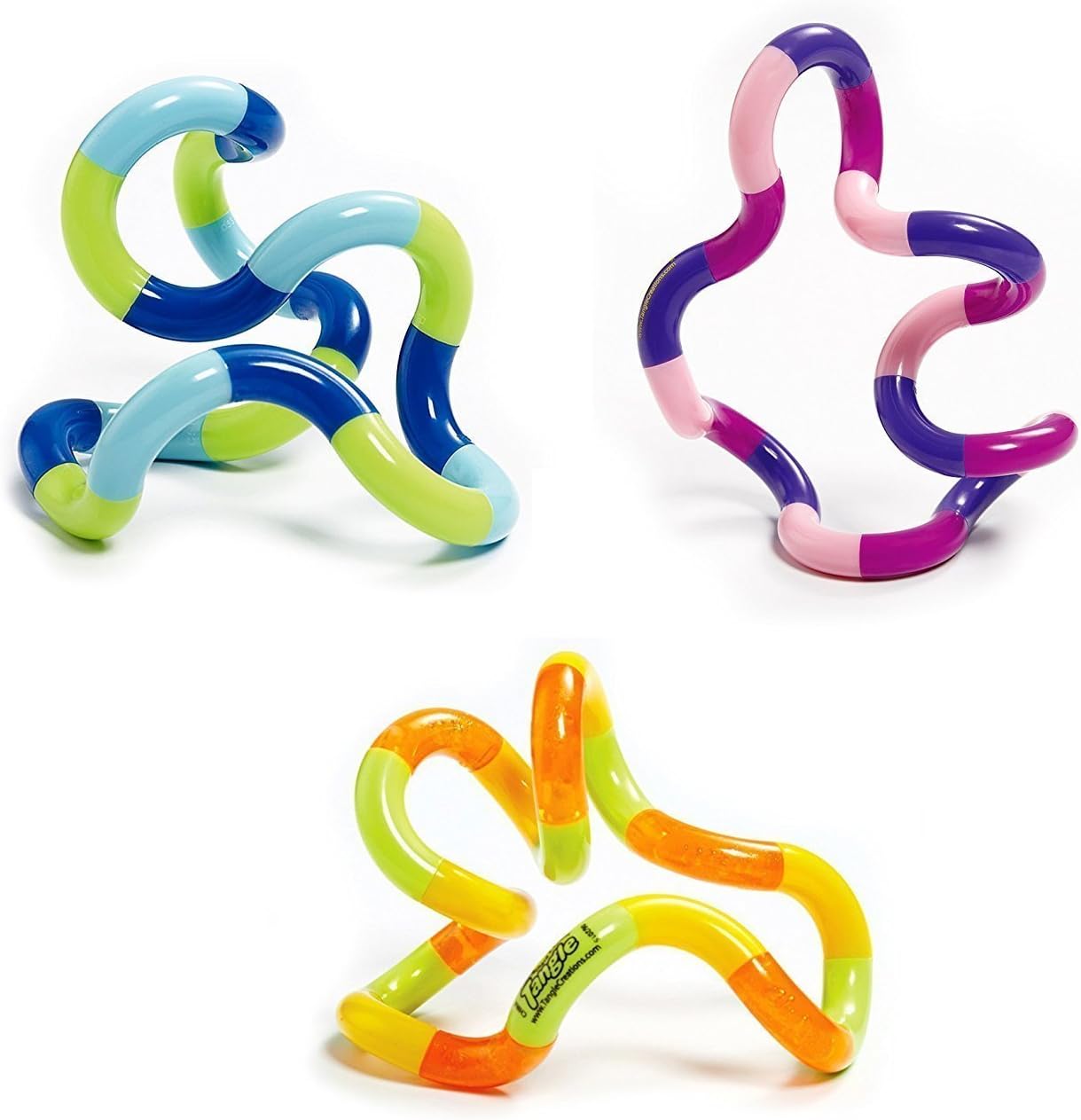 Tangle Jr. Classic Sensory Fidget Toy, 2 Tangle Jr. and Koosh Ball