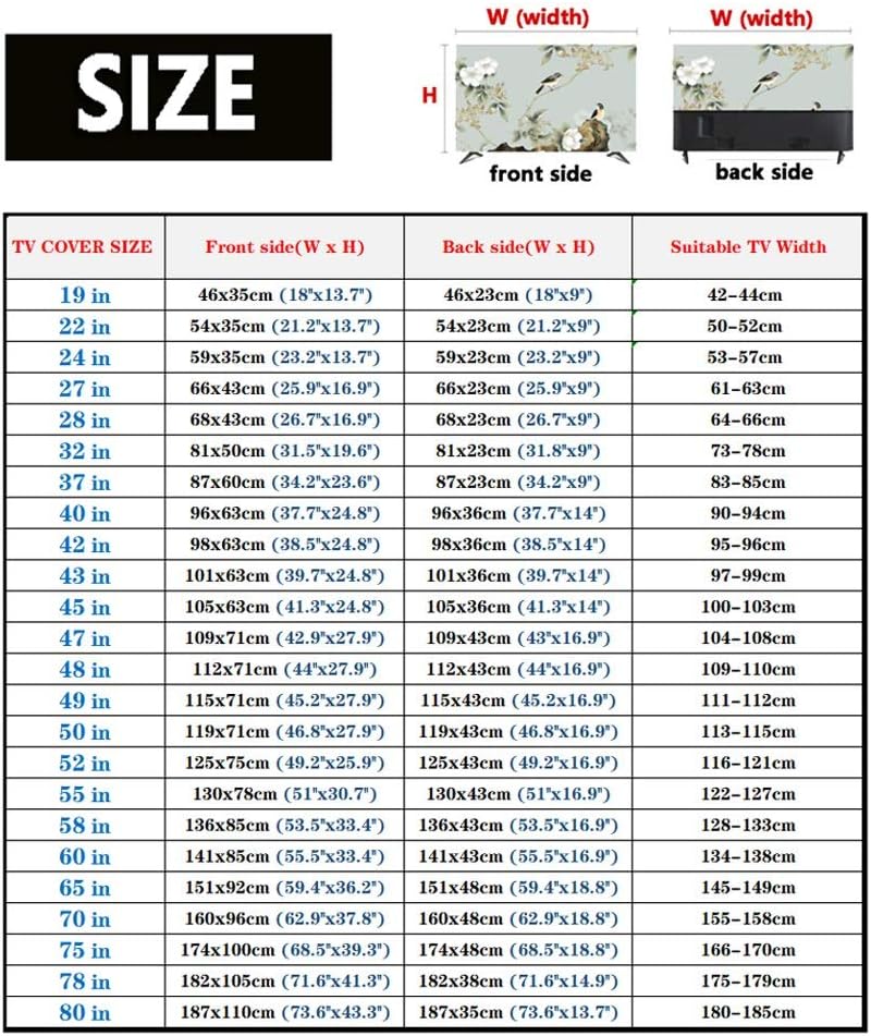 22-80 Inches TV Dust Proof Screen Protector for LCD LED With Remote Control Cover - Indoor Bedroom Living Room Decoration (Color: Bird, Size: 55in)