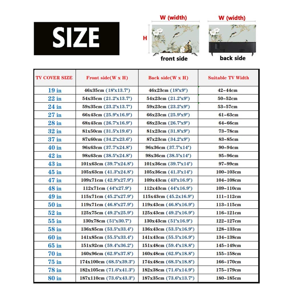 Housse de Télévision 22-80 Pouces Polyester Antipoussière pour LCD LED avec Couverture Télécommande