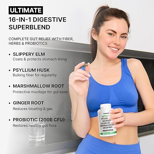 Miniatura 3 de Corteza de olmo resbaladiza 16 en 1 para mujeres y hombres  Suplemento de salud digestiva y bienestar intestinal permeable  Probiótico, cáscara de