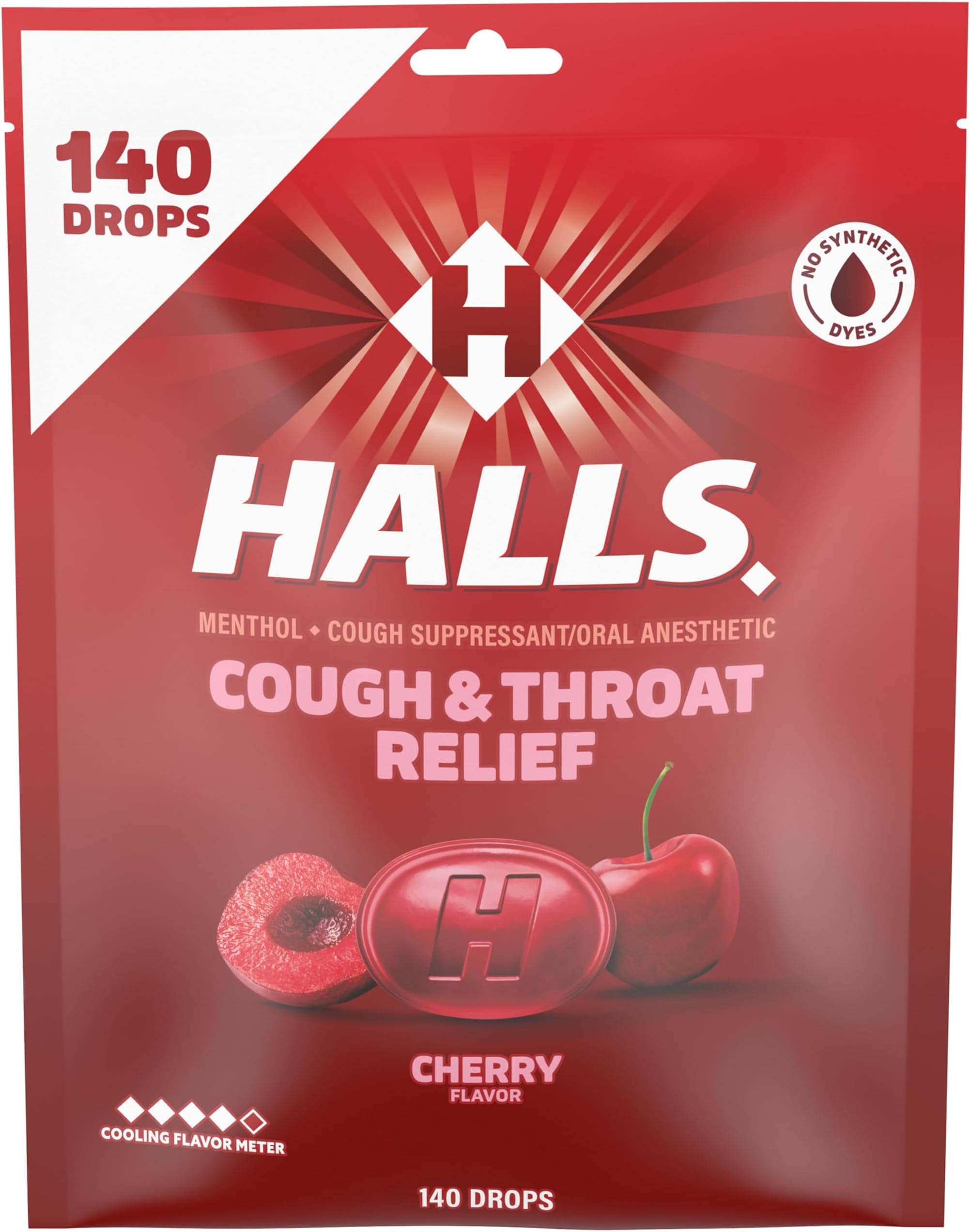 Relief Cherry Cough Drops, Value Pack, 140 Drops