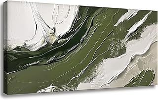 Abstract Wall Art Sage Green Wall Decor Green and White Modern Canvas Wa...