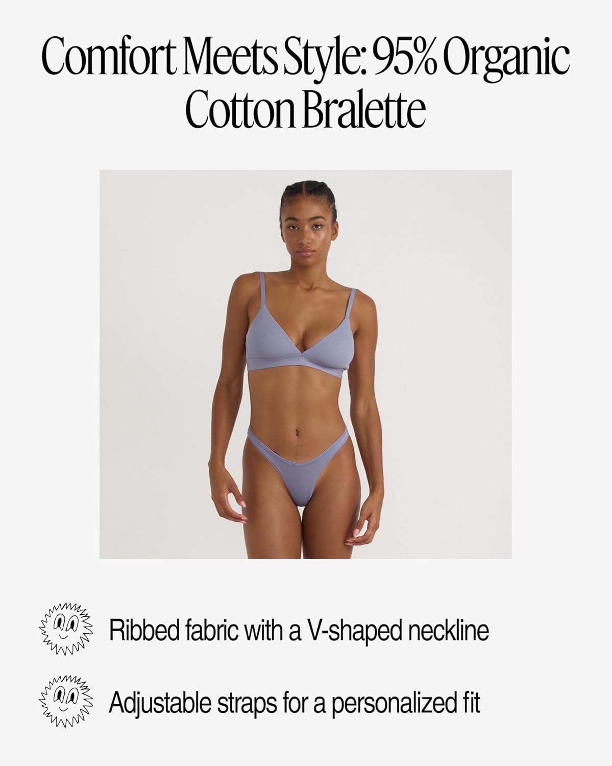 Organic Basics Womens Core Wirefree Ribbed Cotton Triangle Bralette - Image 5