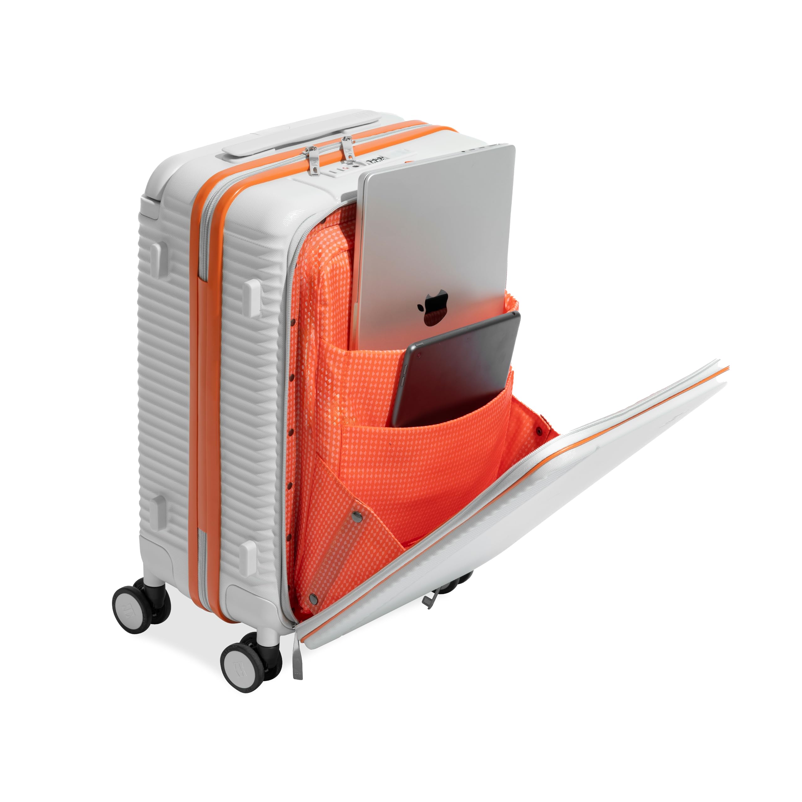 Signature Cabin Pro Suitcase 54cm, 20-Inch, 45L with Laptop Compartment | Polycarbonate Hard Shell | TSA Lock,USB Port & Silent 360° Wheels | Wide Handle Trolley | Perfect for Short Trips (White)-image-39