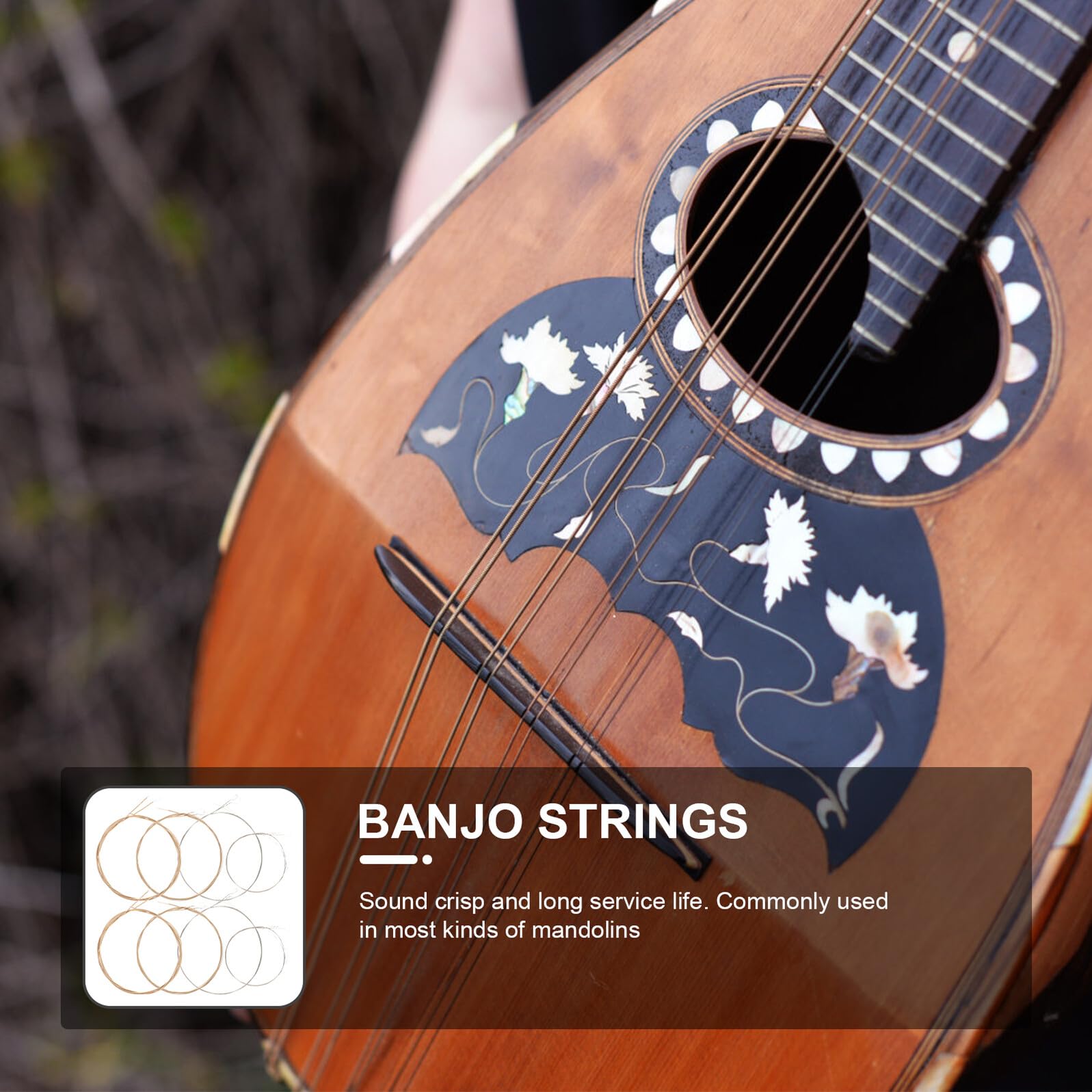 ULTECHNOVO Mandolinensaiten 8 Stück Ersatzsaiten aus Stahl Kräftiger Klarer Klang Langlebiges Mandolinenzubehör für Mandoline Kompakt für Musiker und Geschenk
