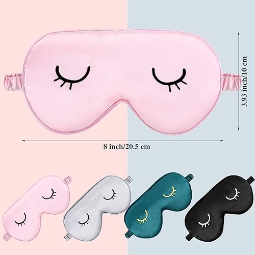 Miniatura 3 de 4 máscaras de seda para dormir para los ojos, lindas máscaras ligeras ajustables para sombras de ojos de noche de satén para mujeres y hombres,