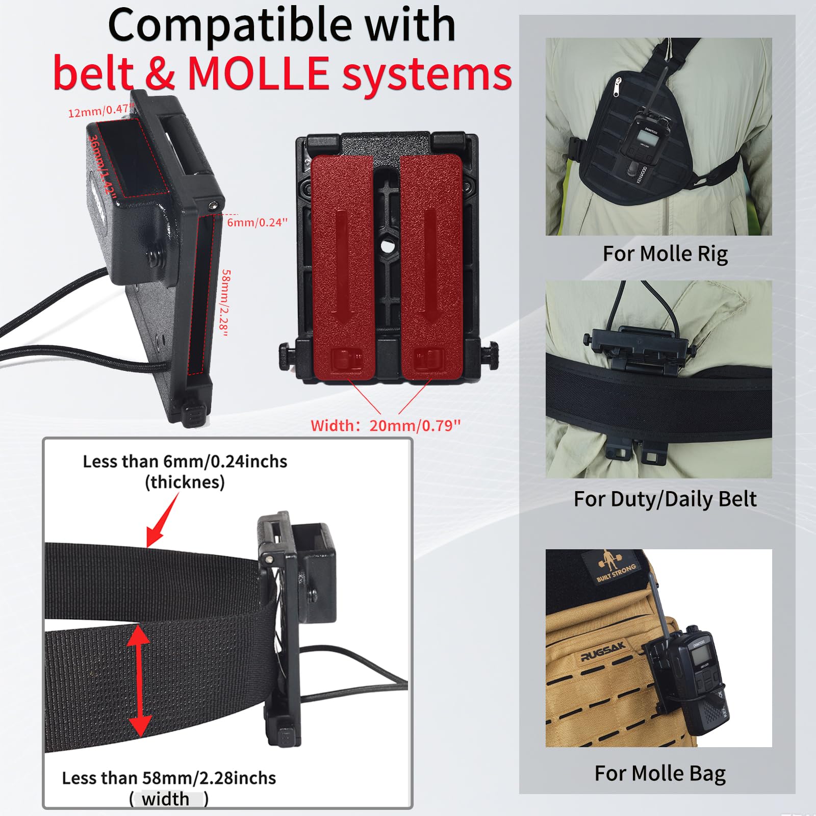 Motorola UAYESOK Supporto per radio MOLLE a sgancio rapido e clip da cintura per walkie talkie