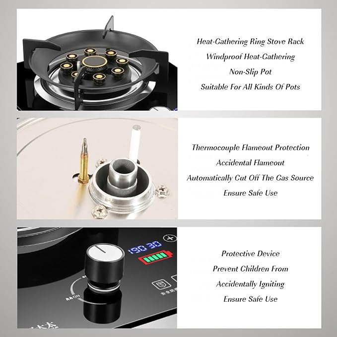 Estufa de Gas Empotrable 4.5 Puestos 43 cm con Temporizador y Protección miniatura 5