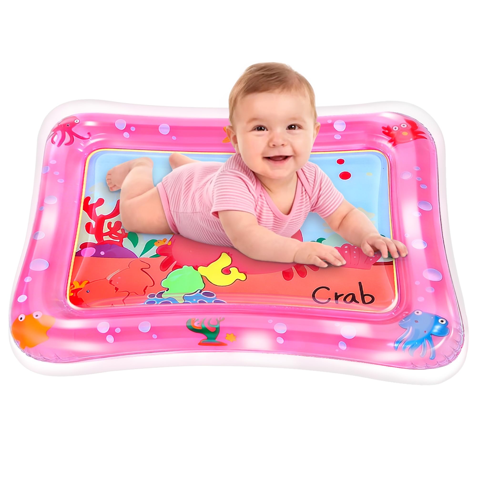 Gleebe Wassermatte Baby Spielzeug 3 6 9 Monate BPA-frei Wasserspielmatte Baby, Spielmatte Baby, Aufblasbare Bauchzeit Matte, Spaßaktivitäten für das Wachstum Ihres Baby Geschenke für Babys (Rosa)
