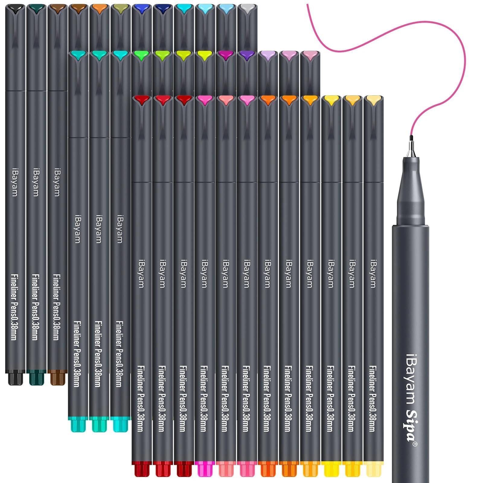 iBayam Colored Fineliner Pens 36 Pack, 0.38mm Fine Point, Bullet Journaling