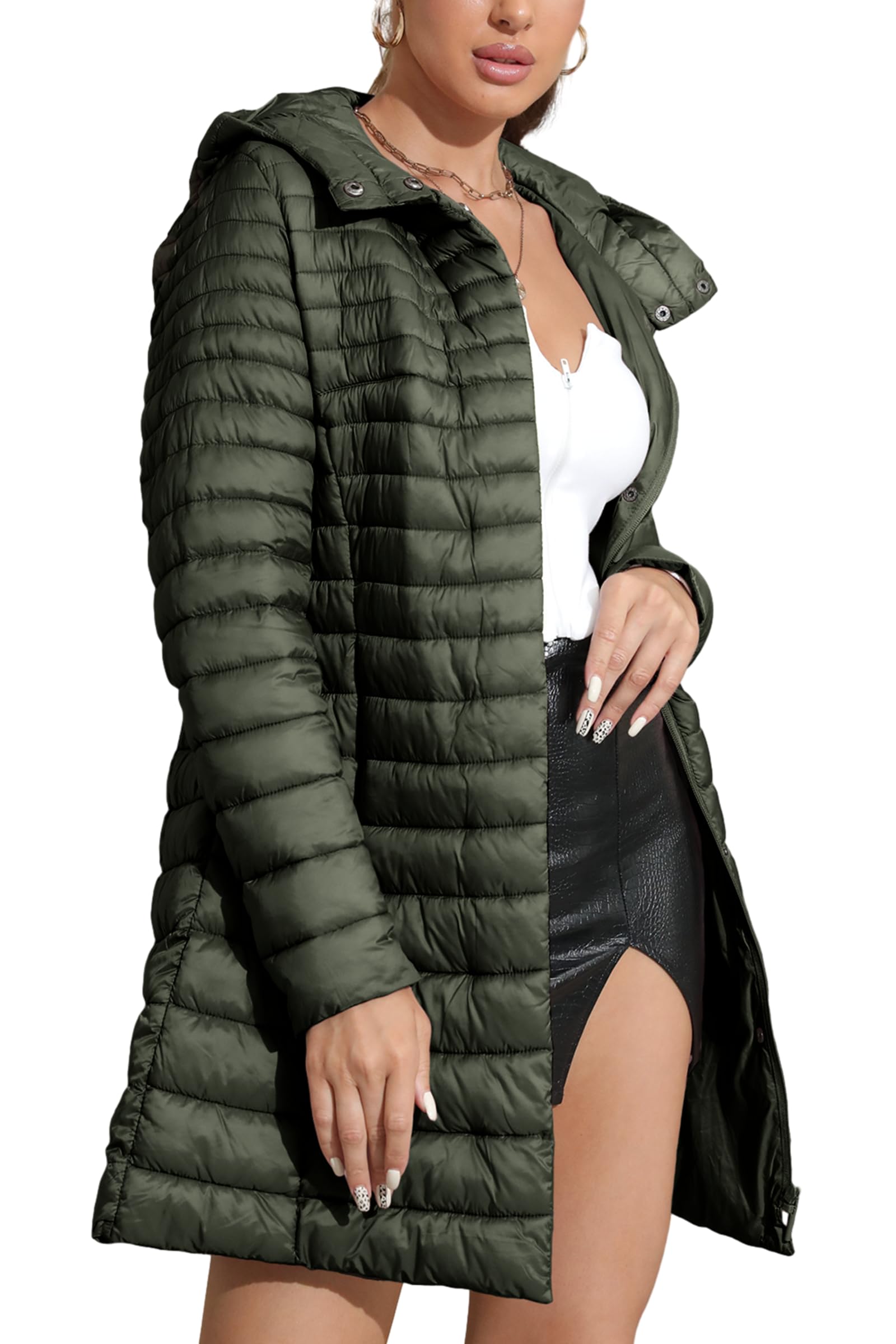 Bellivera Women's Quilted Lightweight Puffer Jacket, Winter Coats for Women Long Padded Bubble Coat