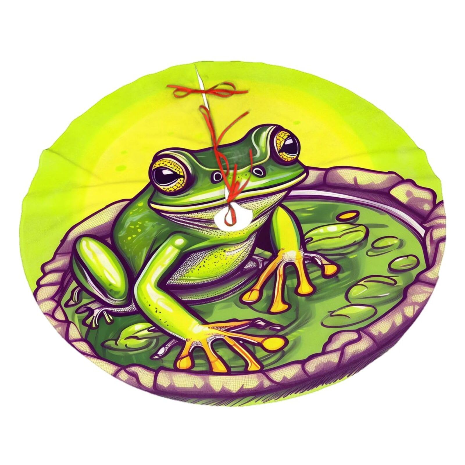 Frog in a Pond Printed Christmas Tree Skirt Christmas Plush Tree Skirt 48 inches (About 112.2 cm) Christmas