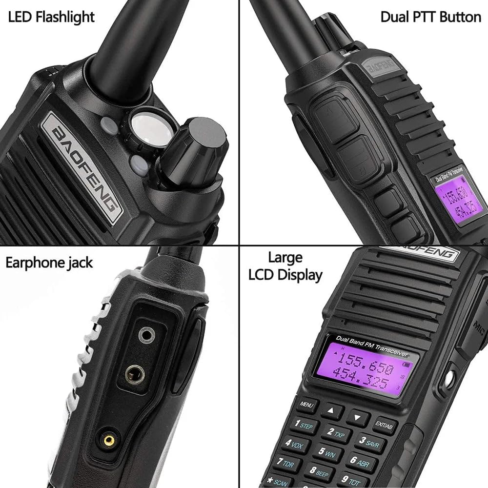 Walkie Talkie Baofeng UV-82 | Potencia 3W-5W, Batería 2800mAh, Radio FM, VOX Manos Libres, 128 Canales, Programable por PC | Ideal para Profesionales y Actividades al Aire Libre (Solo Radio)