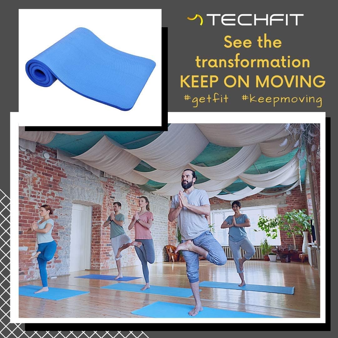 TechFit Fitness Tappetino Yoga Professionale - Ideale per Palestra in Casa, Esercizi del Pavimento, Campeggio, Stretching, Pilates 10 e 15 mm