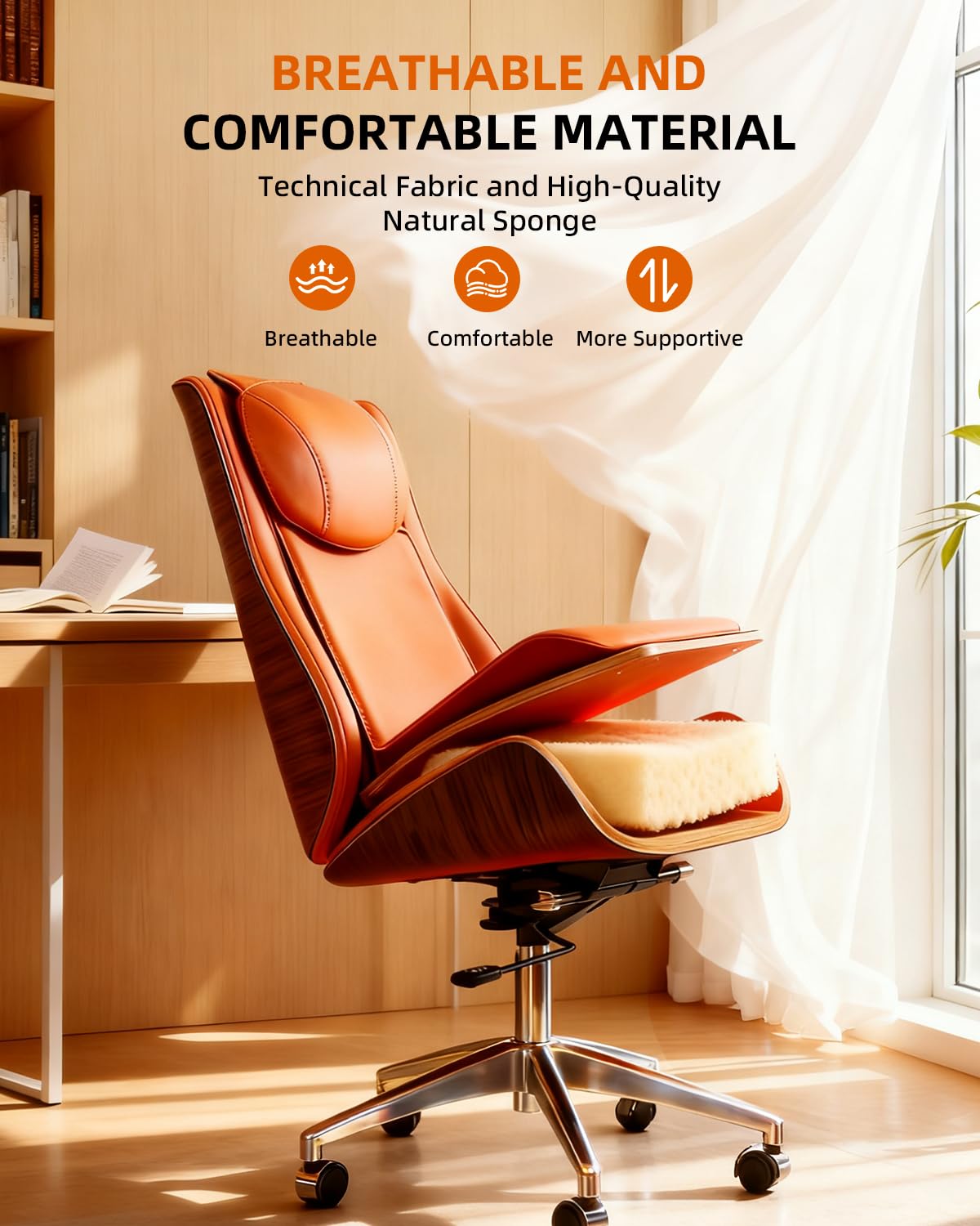 Luxury Office Chair with Aluminum Sturdy Base 6-Point Massage Ergonomic Office Chair 135 Back Support Comfy Desk Big — view 7