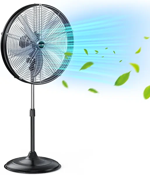 5300 CFM 20" High Velocity Industrial Pedestal Fan, 3-Speed Professional Oscillating Standing Fan with Drum Head, Heavy Duty Metal Fan for Commercial, Warehouse, Garage, UL Listed