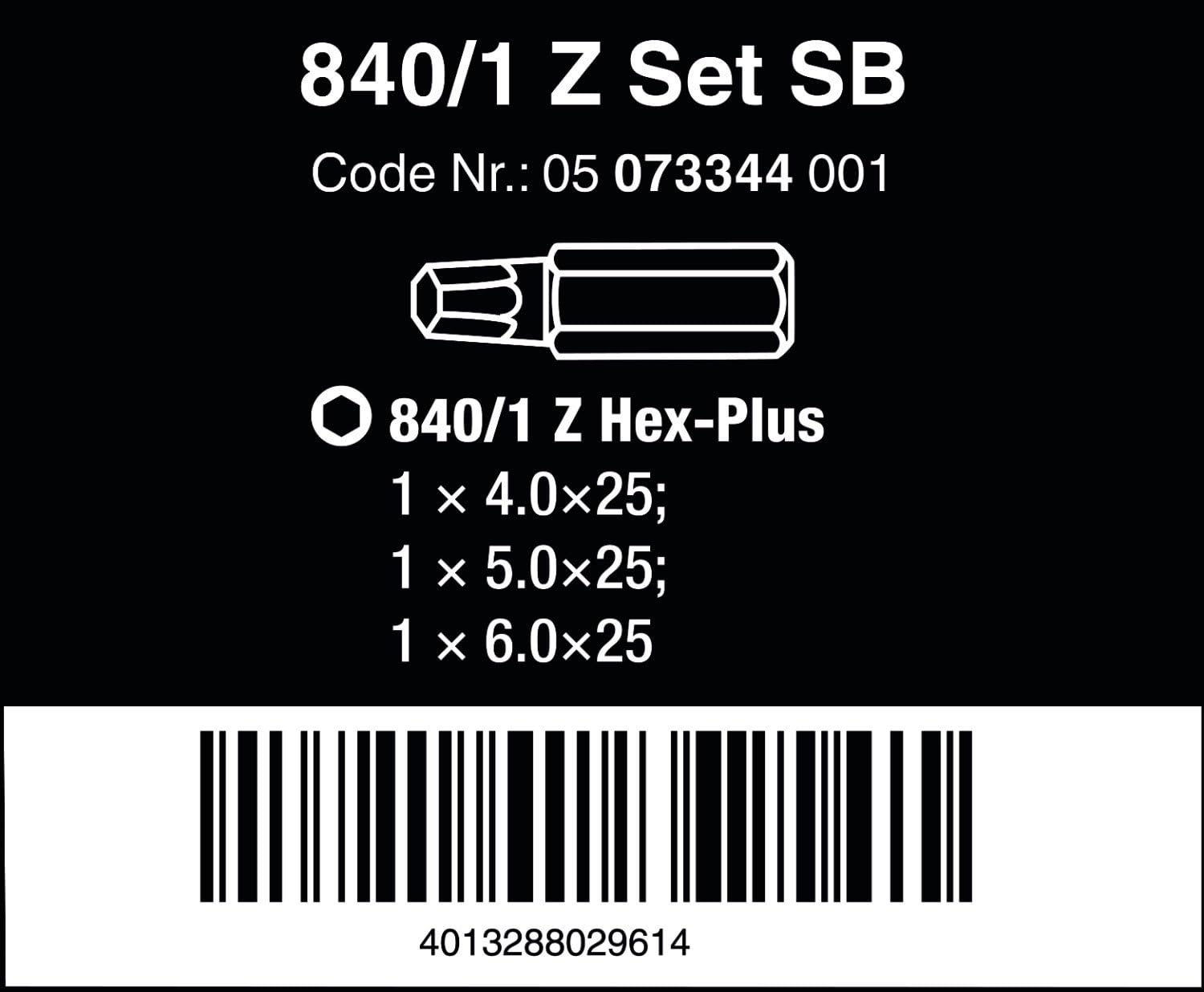 WERA 05073344001 840/1 Z Sets SB, 3 Pieces
