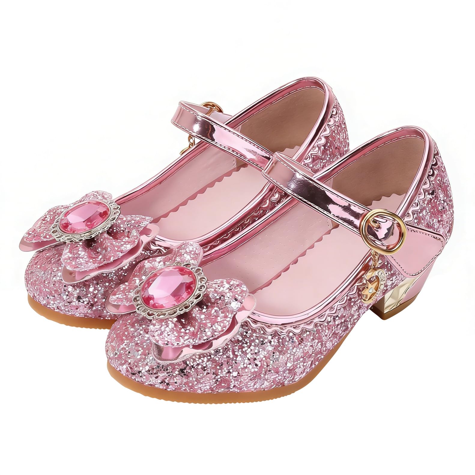 FStory&Winyee Mädchen Prinzessin Sandalen mit Absatz Kinder ELSA Schuhe Partei Glitzer Kristall Mädchen Kostüm Zubehör Karneval Verkleidung Party Aufführung Fasching Tanzball.