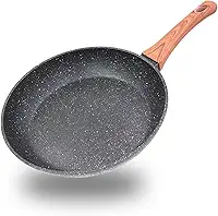 Frigideira Antiaderente Base Cerâmica 26cm: Indução, Gás, Elétrico, PFOA-Free - Cozimento Saudável e Fácil Limpeza Cabo em Madeira Durável
