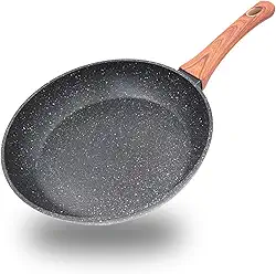 Frigideira Antiaderente Base Cerâmica 26cm: Indução, Gás, Elétrico, PFOA-Free - Cozimento Saudável e Fácil Limpeza Cabo em Madeira Durável