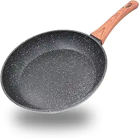 Frigideira Antiaderente Base Cerâmica 26cm: Indução, Gás, Elétrico, PFOA-Free - Cozimento Saudável e Fácil Limpeza Cabo em Madeira Durável