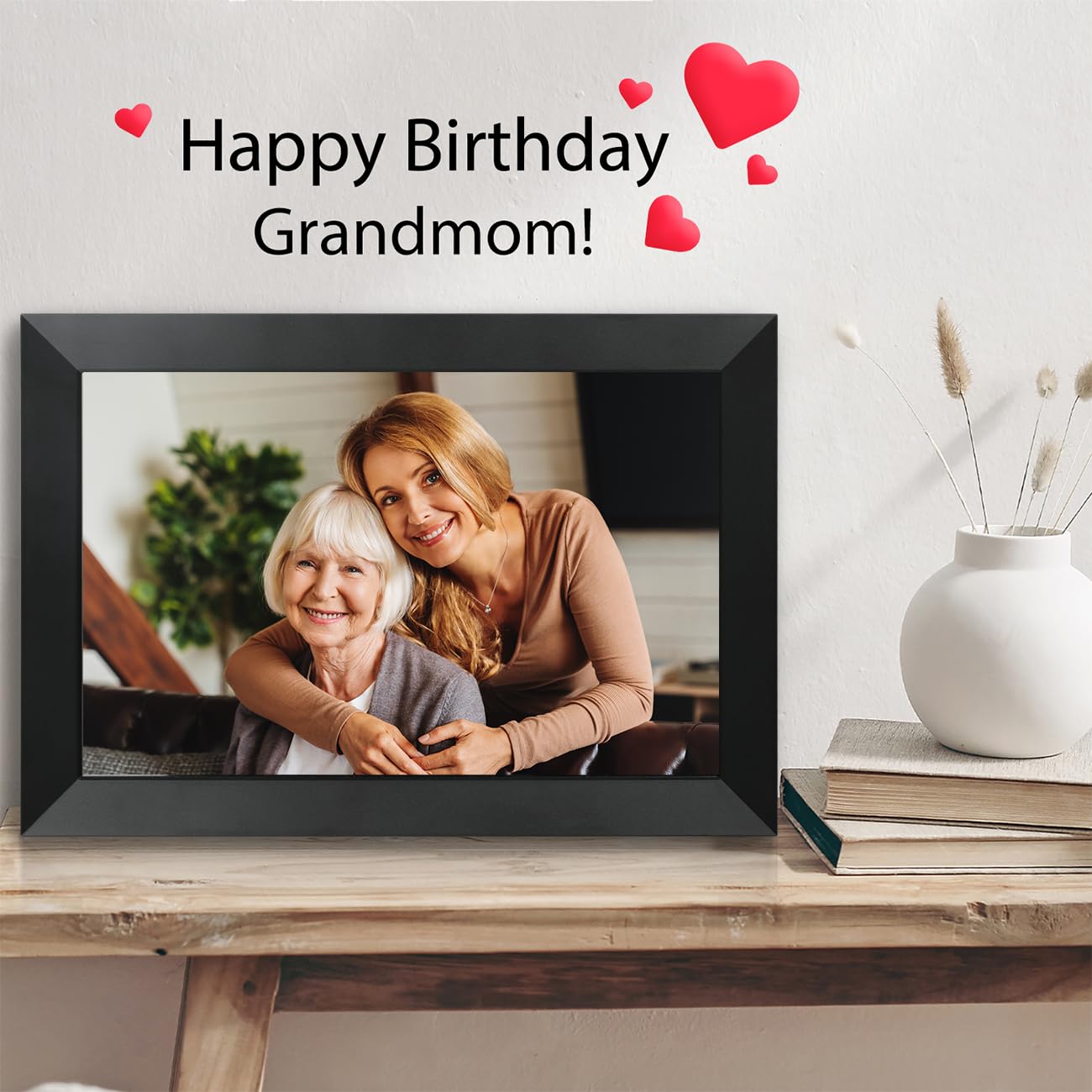 Anna Bella Digital Picture Frame 10.1 Inch IPS HD Touch Screen WiFi Smart Digital Photo Frame with 32GB Storage, Auto-Rotate, Easy Setup to Share Photos or Videos Remotely via AiMOR APP Black