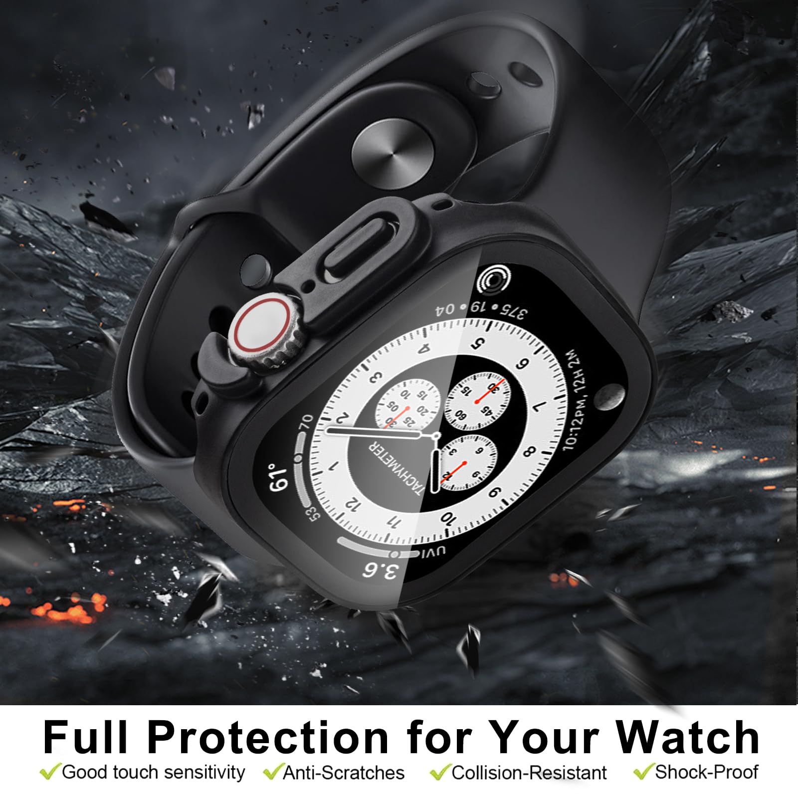 Privacy Case für Apple Watch Displayschutzfolie Ultra 1/2 49 mm | 1 Schwarz + 1 Clear Privacy Hülle für Apple Watch Anti-Spy Panzerglas Displayschutzfolie