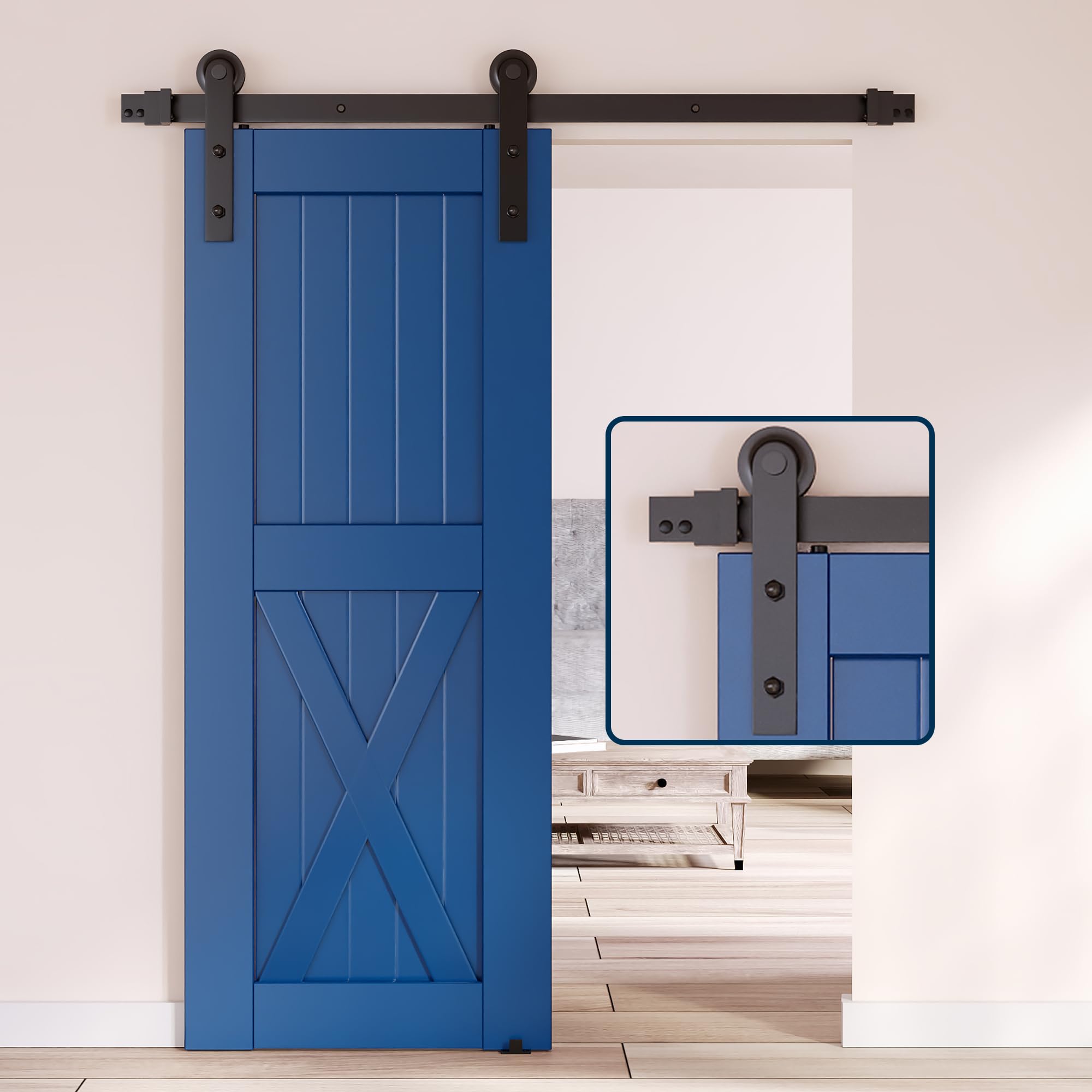 SKYSEN Porta Scorrevole Esterno Muro 183cm, per sistema di Cancelli scorrevoli con guida a pavimento, guida scorrevole, durevole, ideale per risparmiare spazio
