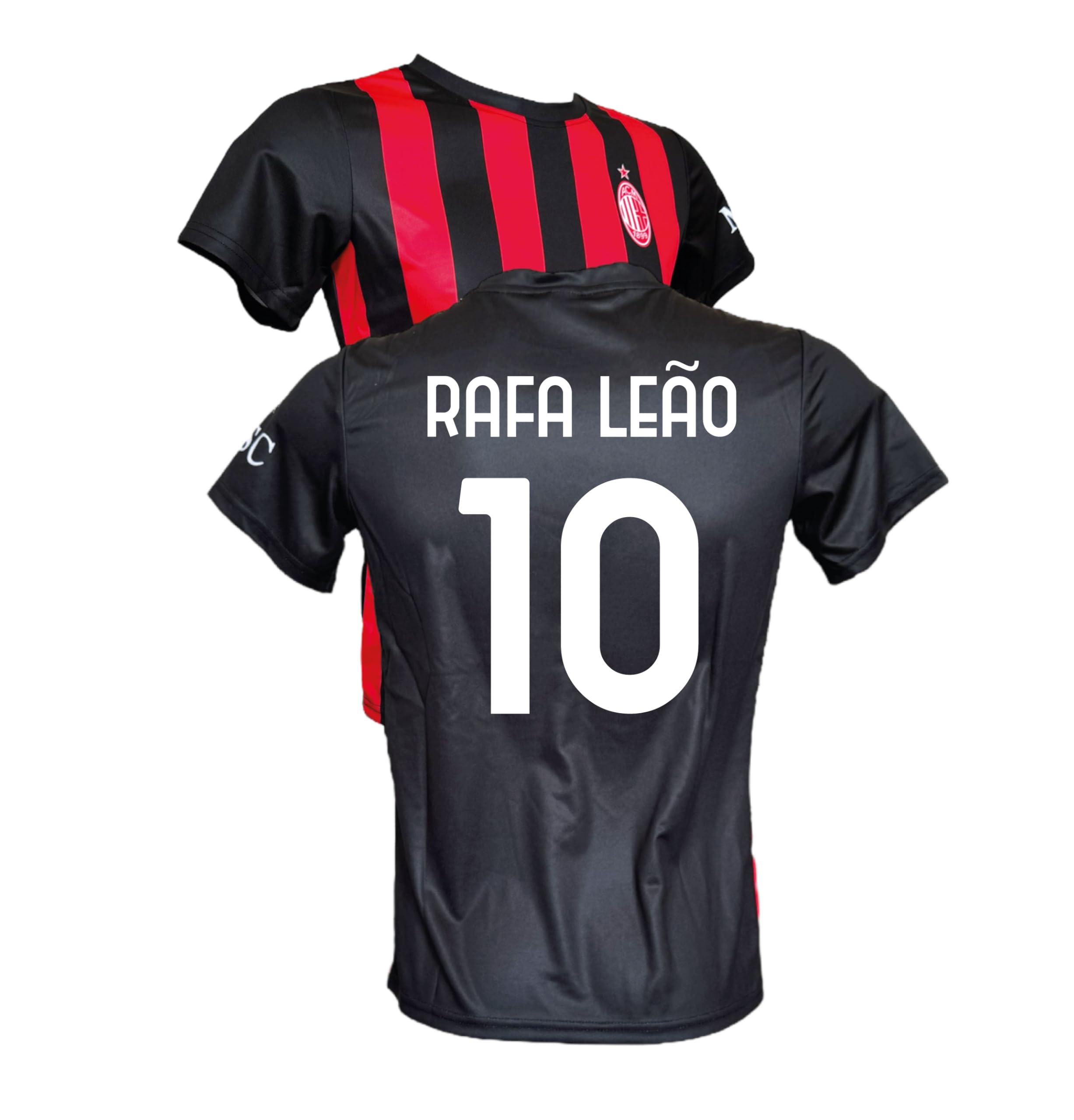 AC Milan Maglia Rafa Leao 10 Replica Ufficiale 2025/2026, Rossonera a Strisce, Adulto e Bambino