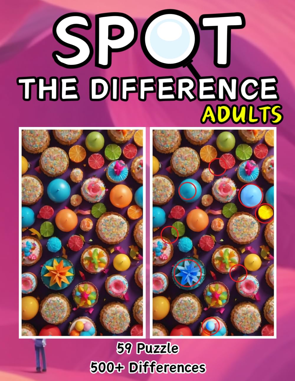 Spot the Difference Book Adults : 500+ Differences to find 59 Picture Puzzles: ( Large Print Spot the Difference Puzzles )