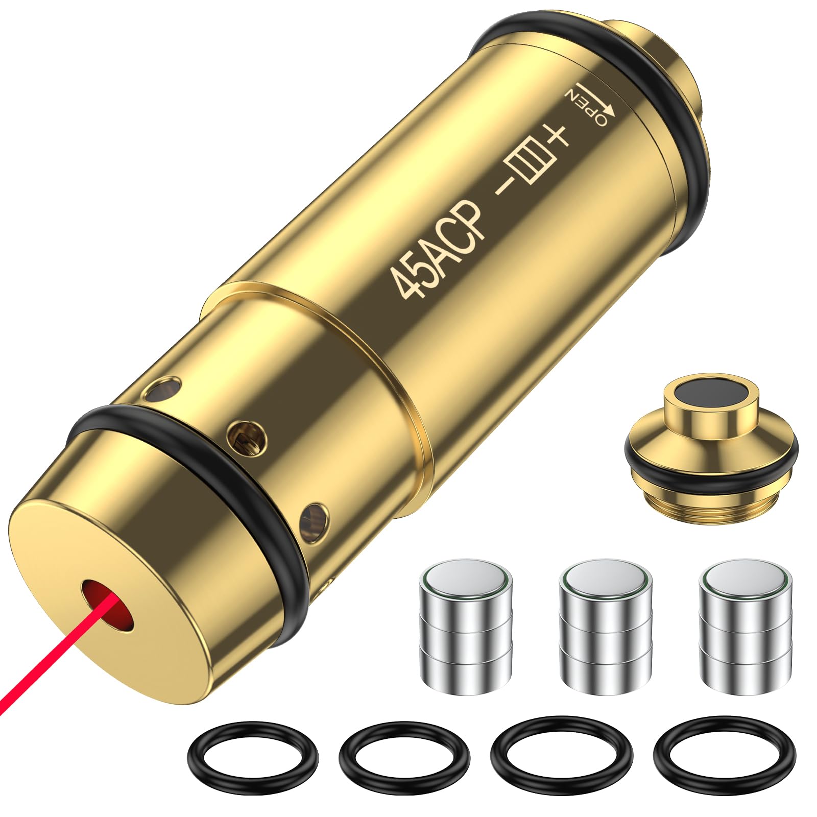 9mm/45ACP/40s&w/38SPL Cartouche D'entraînement Laser pour Systèmes D'entraînement au Tir à Sec Cartouches D'entraînement en Laiton de Qualité Supérieure H59 avec Pack de 3 Piles