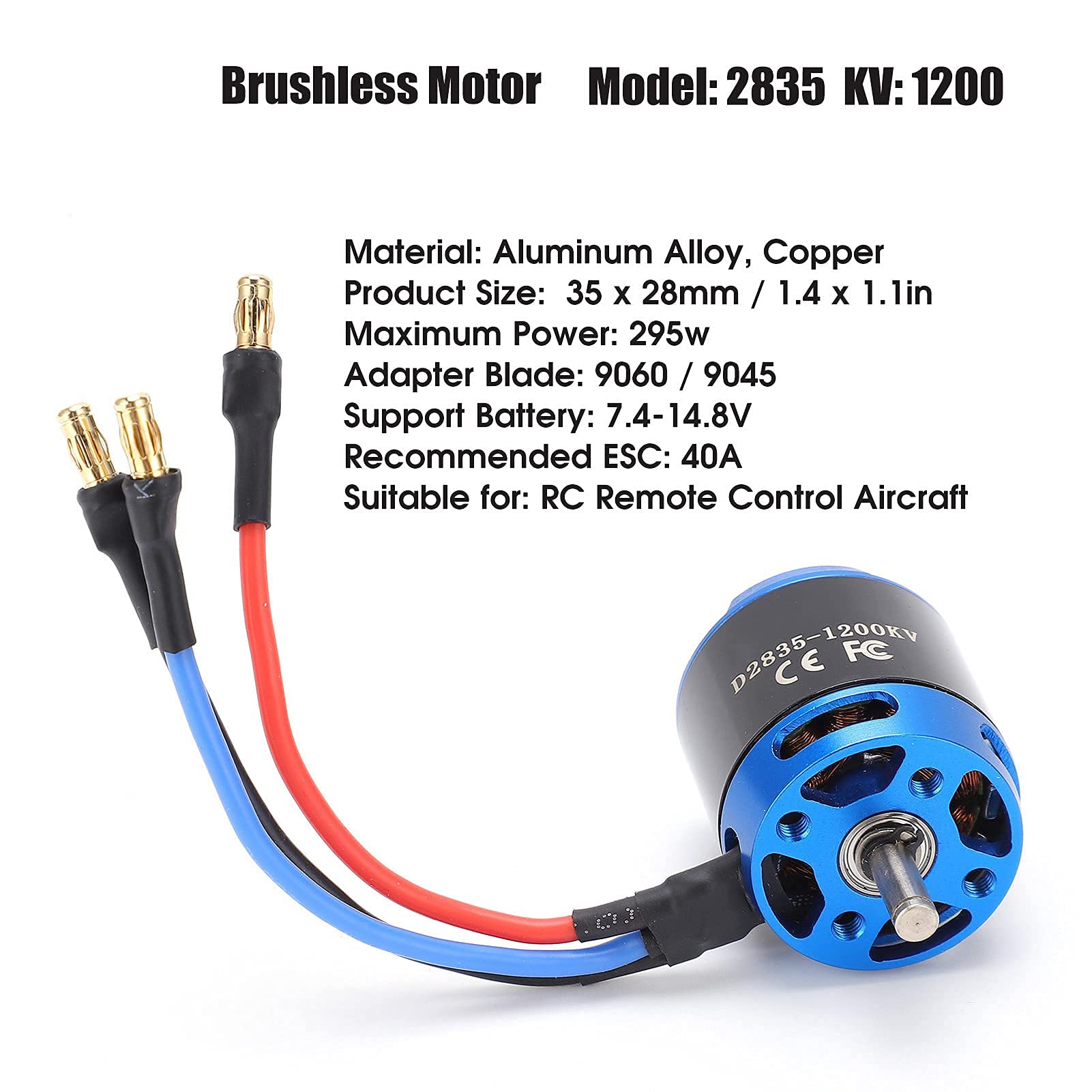 Motore Brushless, Resistente All'usura in Metallo, Motore per Quadricotteri 2835 1200KV, per UAV Modelli Aerei Velivoli Telecomandati