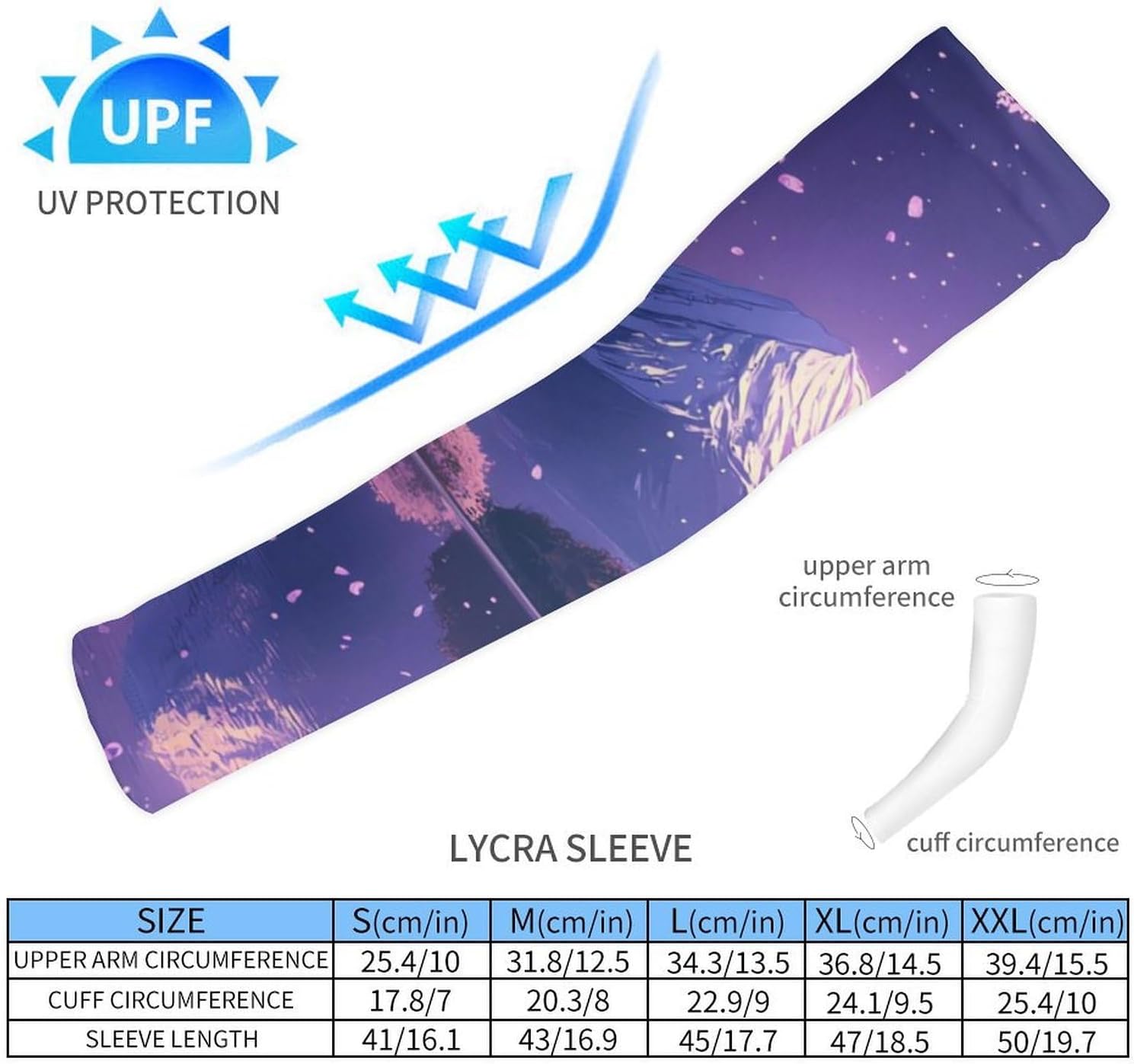 Japan Mount Fuji Cherryes Arm Sleeves Sun Protection Sleeves Sports Cooling Arm Compression Sleeve for Men Women
