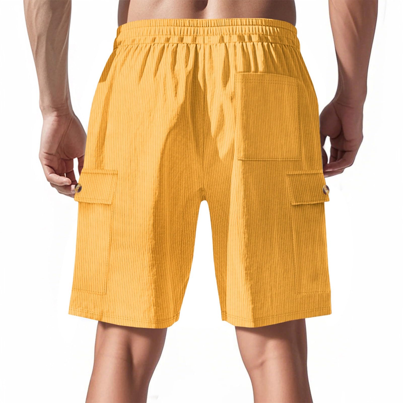 Generico Pantaloncini Cargo-Pantaloncini Casual in Velluto a Coste, vestibilità Comoda, Estivi, con Elastico in Vita, Comodi, Traspiranti, Leggeri, per Camminare all'aperto