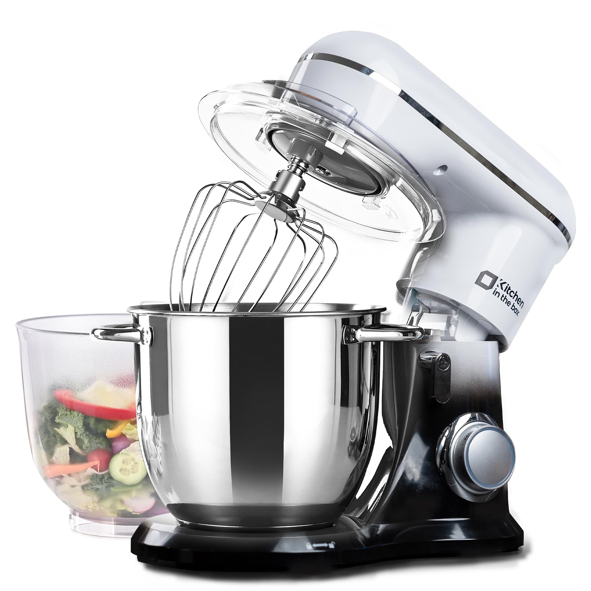 Kitchen in the box Stand Mixer, 5QT + 4.5QT Two bowls Electric Food Mixer, Lightweight Kitchen Mixer for Daily Use with Egg Whisk,Dough Hook,Flat Beater (Gradient Black)