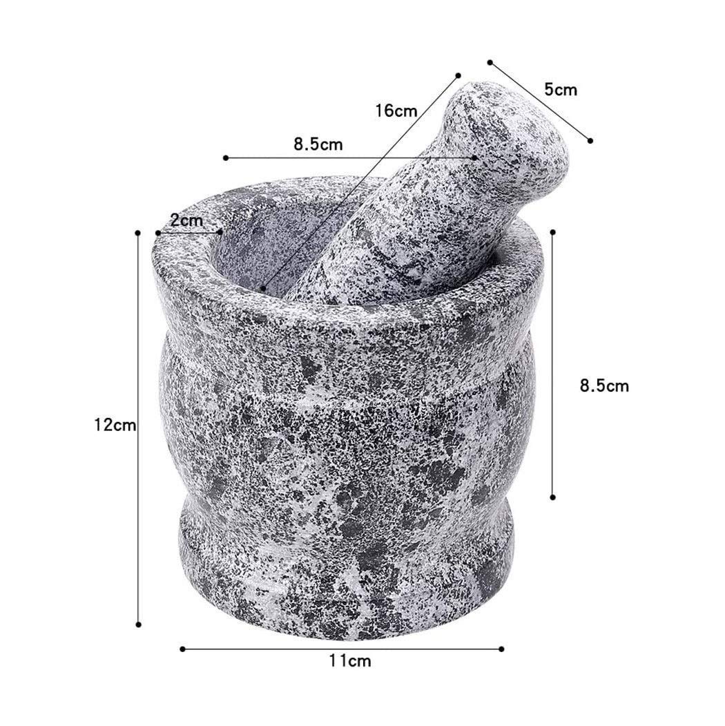Mortar and Pestle Set - Unpolished Granite Bowl - 3 Inch, 1 Cup Heavy Stone - with Anti-Scratch Felt