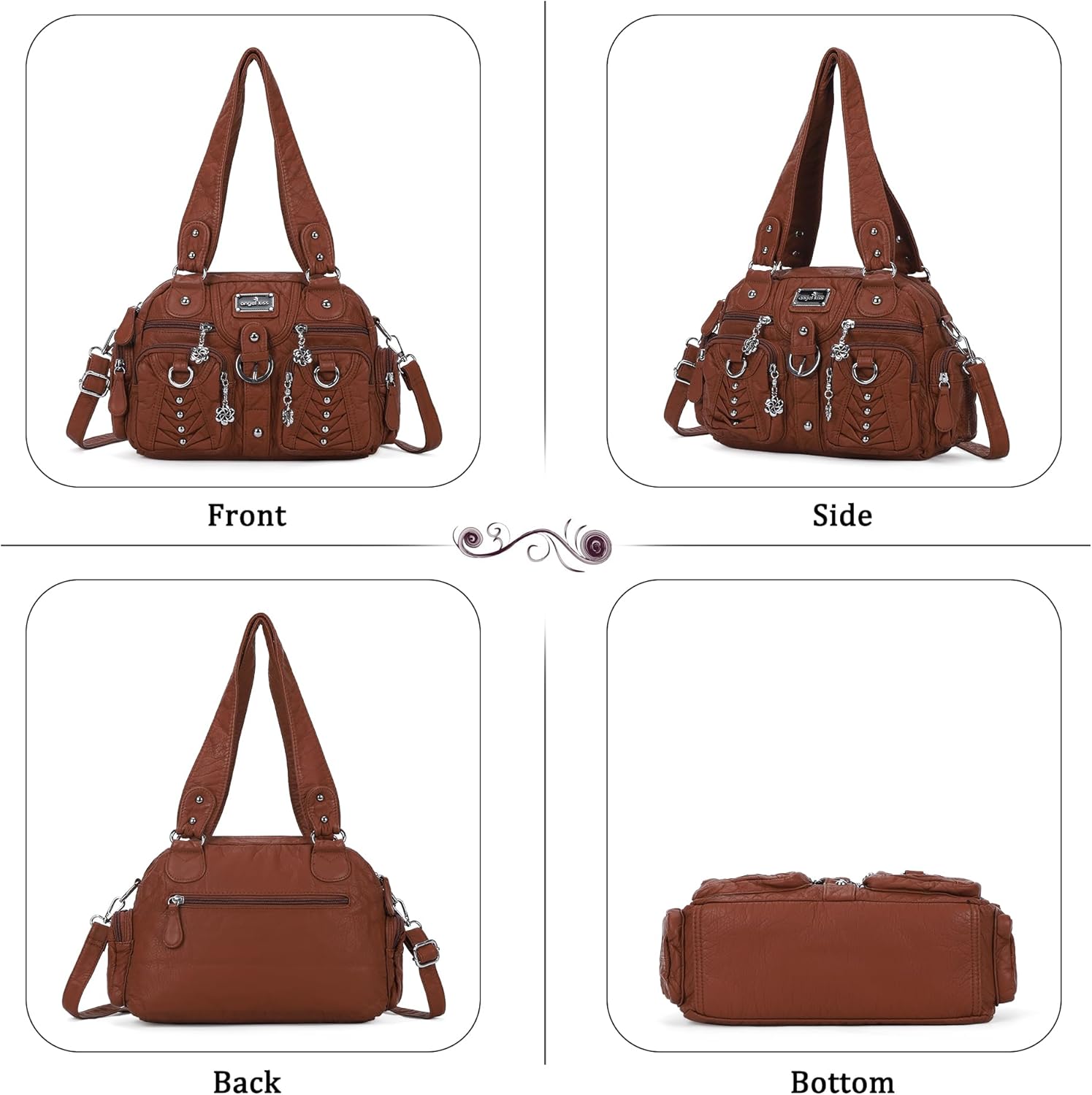 Angel Kiss Small Purse Handbag for Women Crossbody and Shoulder Bags Multipocket Soft Hobo Purses Adjustable Strap