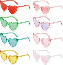 Heart Glasses 8 Pairs of Heart-Shaped Hippie Retro Sunglasses Heart Glasses Candy Colour Transparent for Party Carnival Rave Photo Props
