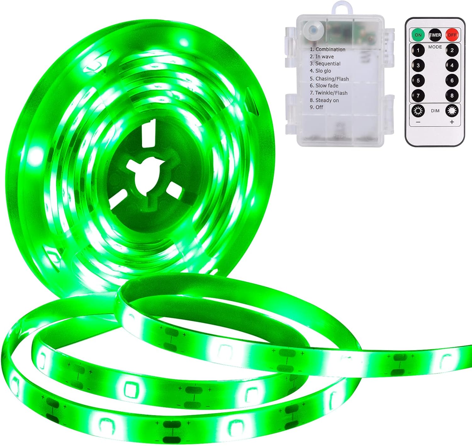 echosari Green LED Strip Lights Battery Powered, 90 LED 2835 SMD Strip
