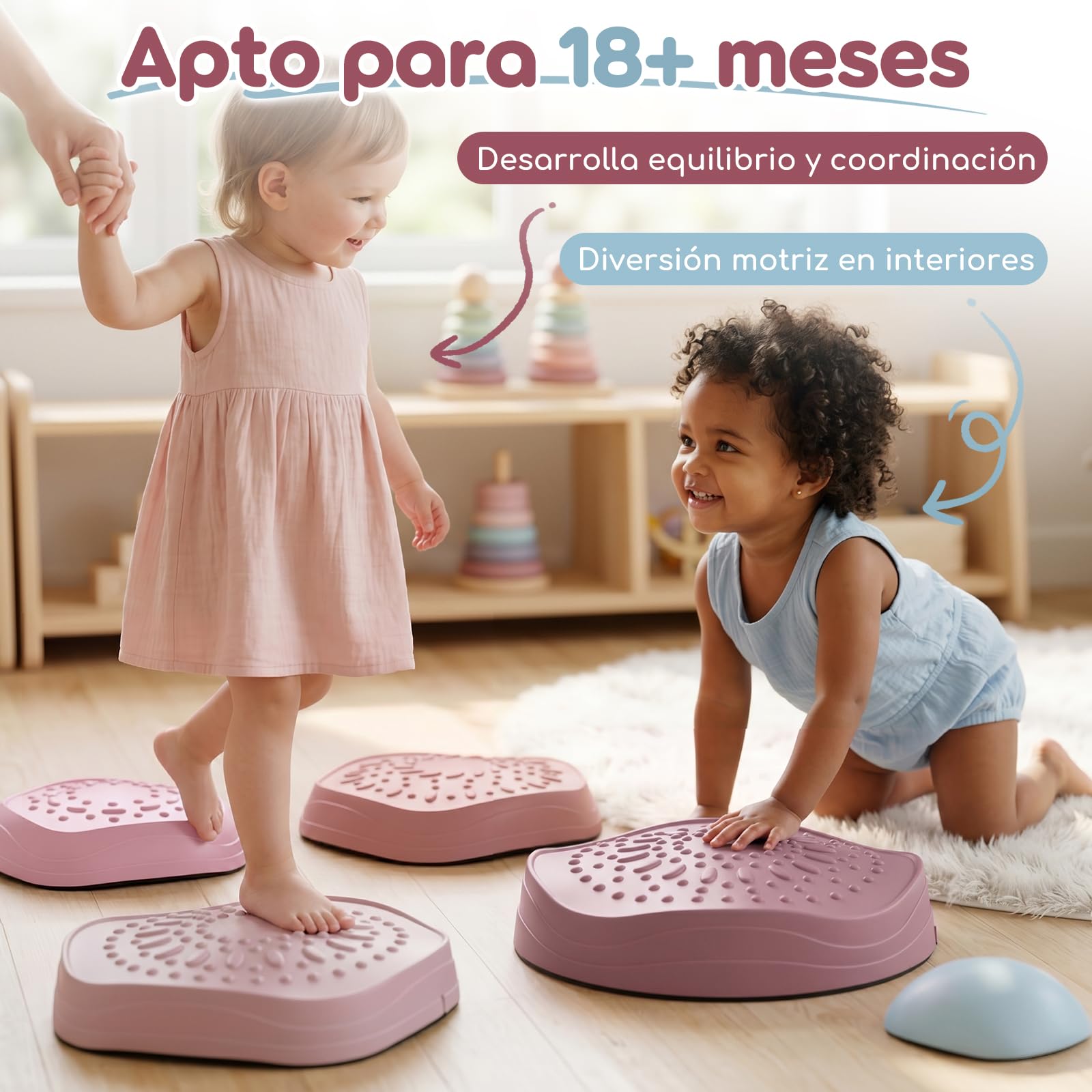 Lehoo Castle Piedras de Equilibrio para Niños, Juegos al Aire Libre | Antideslizantes, Motricidad Infantil, Juego de Equilibrio, Interior y Exterior, Desarrollo Sensorial, Circuito de Obstáculos