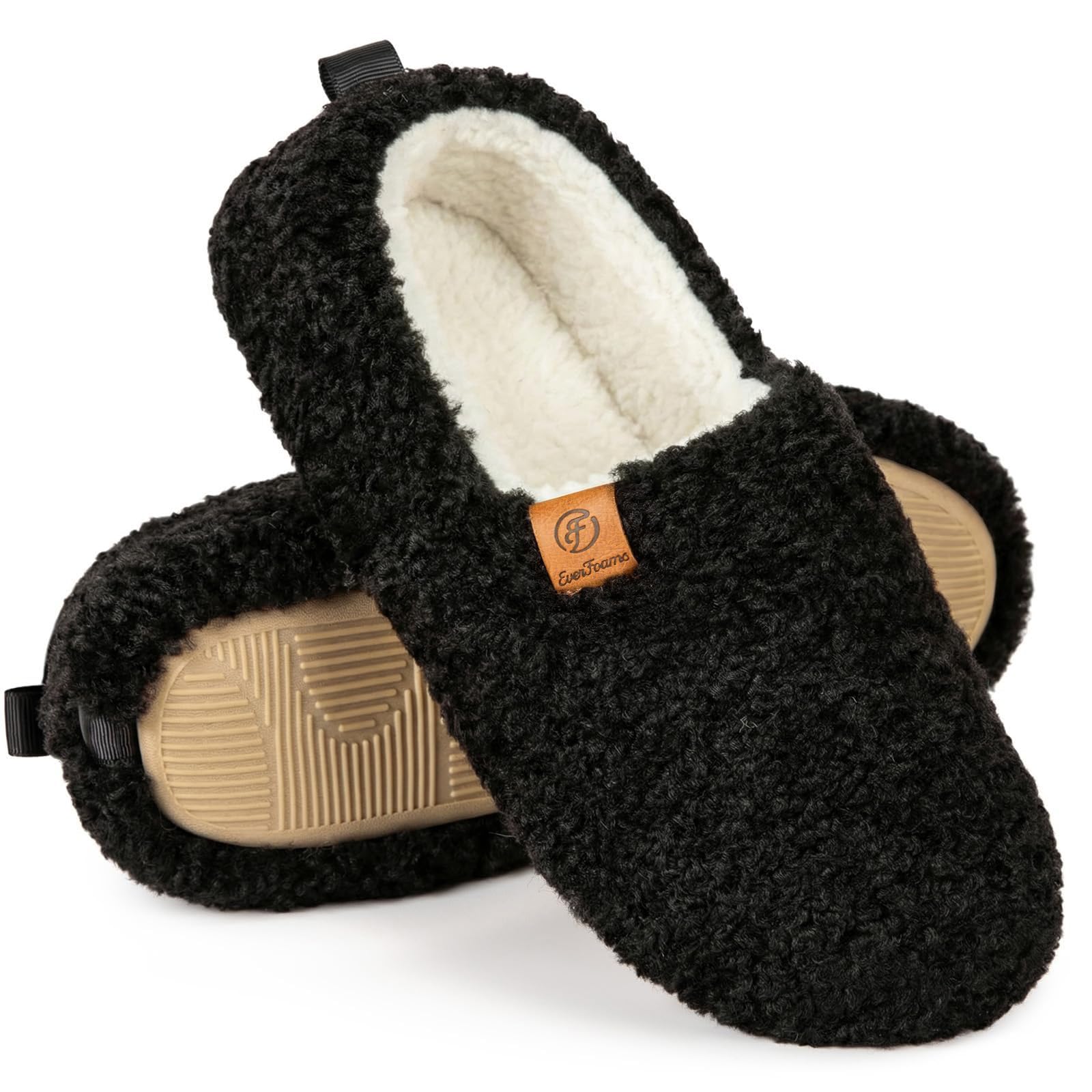 EverFoams Damen Winter Warme Hausschuhe Kunstwolle Memory Foam Geschlossen Pantoffeln