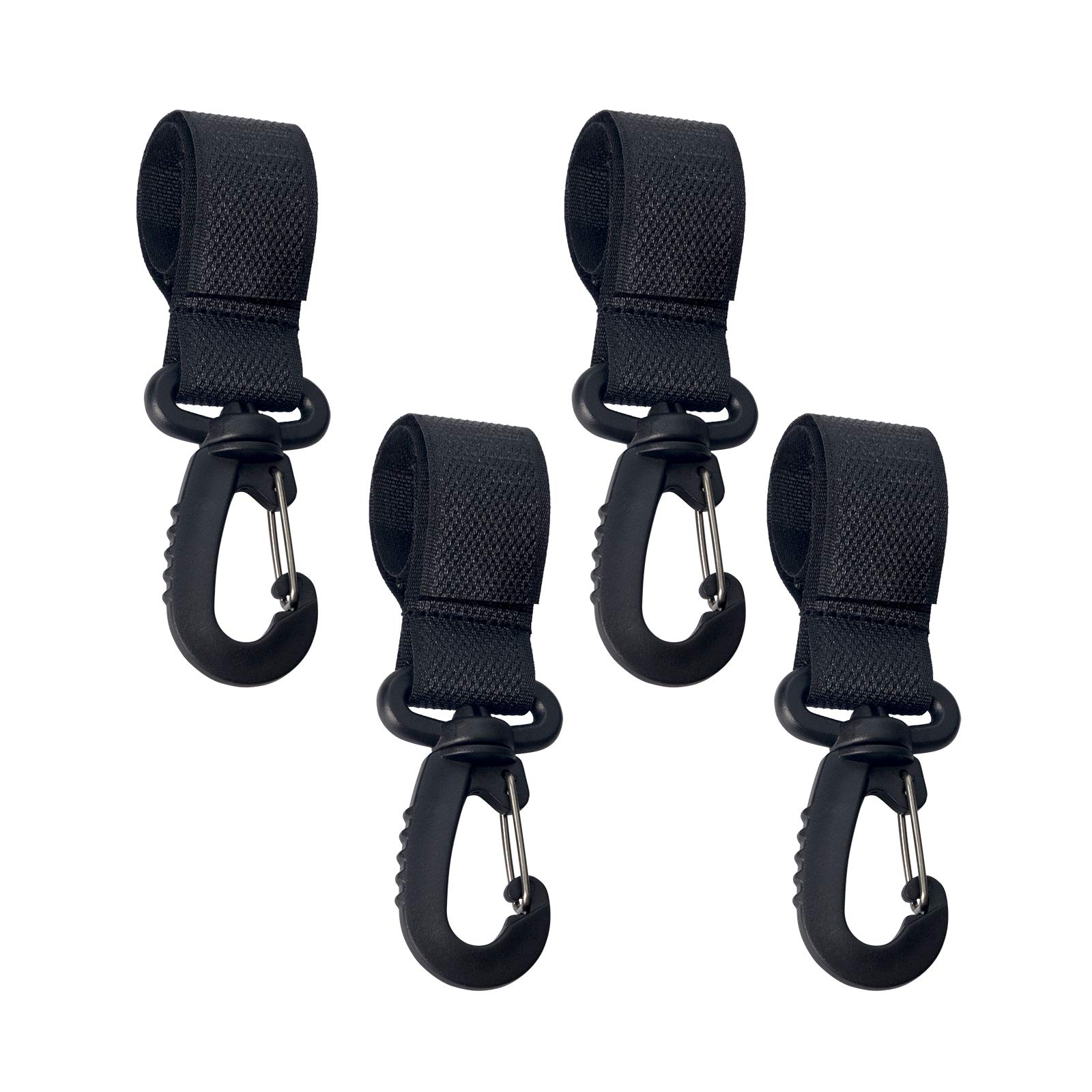 XIBAO 4PCS Stroller Hooks, Stroller Organizer Hook Clip, Convenient Stroller Accessories Mommy Bag Hooks, for Hanging Diaper Bags Purse (Black)