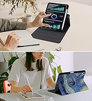 Vista 7 de Funda Giratoria para iPad Air de 6ª/5ª/4ª Generación (2024/2022/2020), Funda para iPad con Soporte para Lápiz - Cubierta de Soporte de Visualización